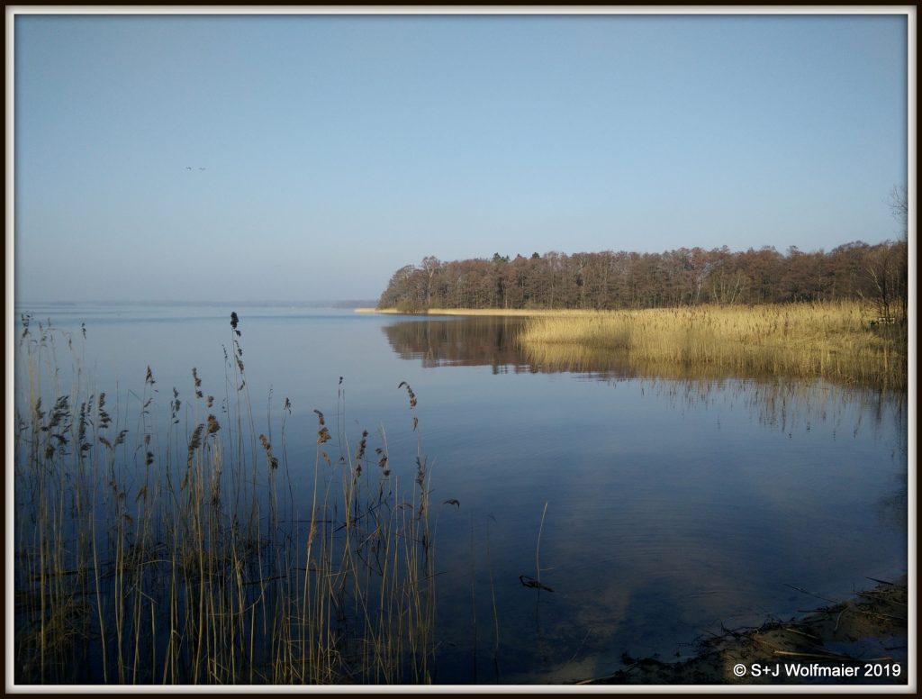 Lake in spring haze.